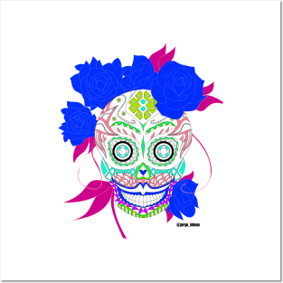 mexican grim reaper in adela catrina calavera style ecopop Posters and Art